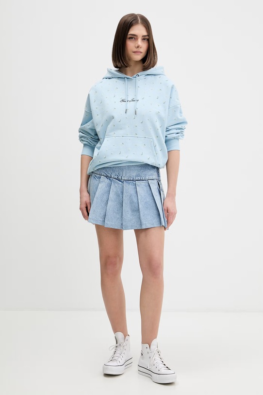 Guess Jeans bluza z kapturem damska bawełniana W6GQ27.KE901 niebieski SS26