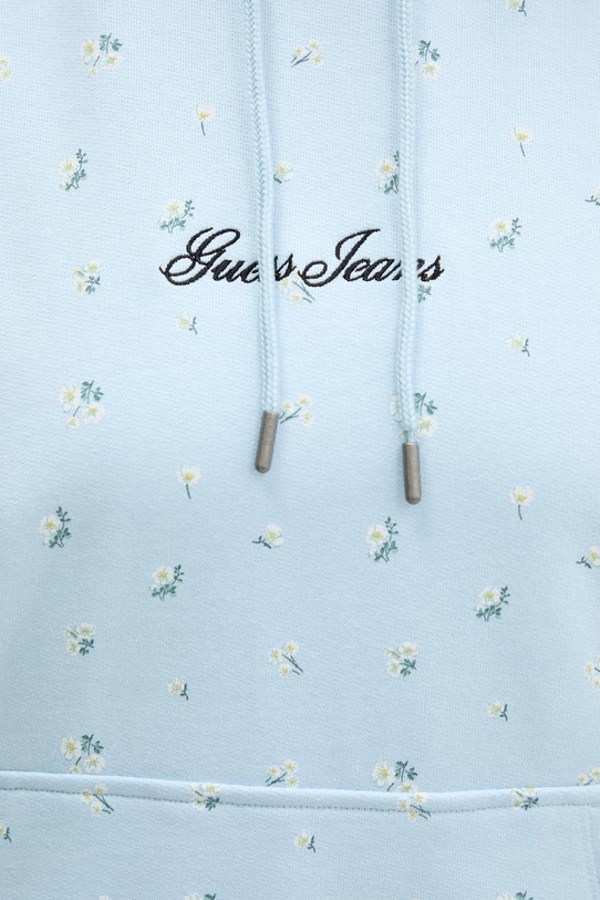 Guess Jeans bluza z kapturem damska bawełniana W6GQ27.KE901 niebieski