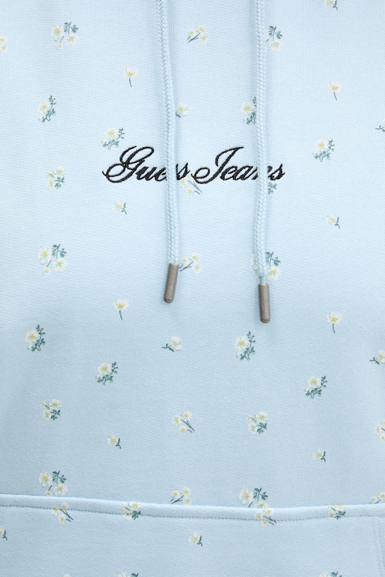 Guess Jeans bluza z kapturem damska bawełniana W6GQ27.KE901 niebieski