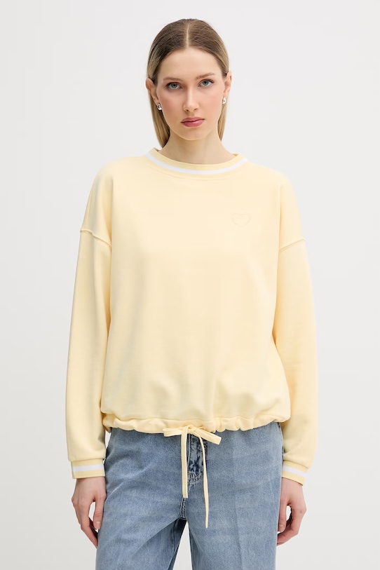 Marc Aurel bluza oversize damska z bawełną żółty 7292B10145