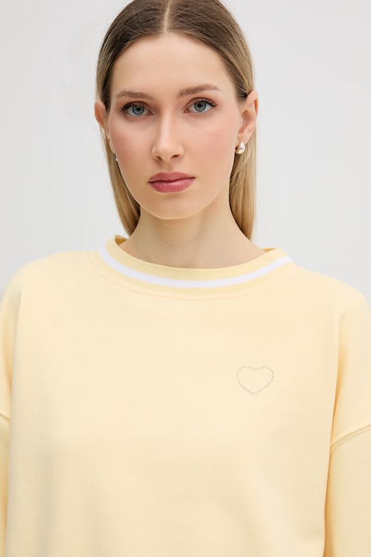 Marc Aurel bluza oversize damska z bawełną żółty 7292B10145