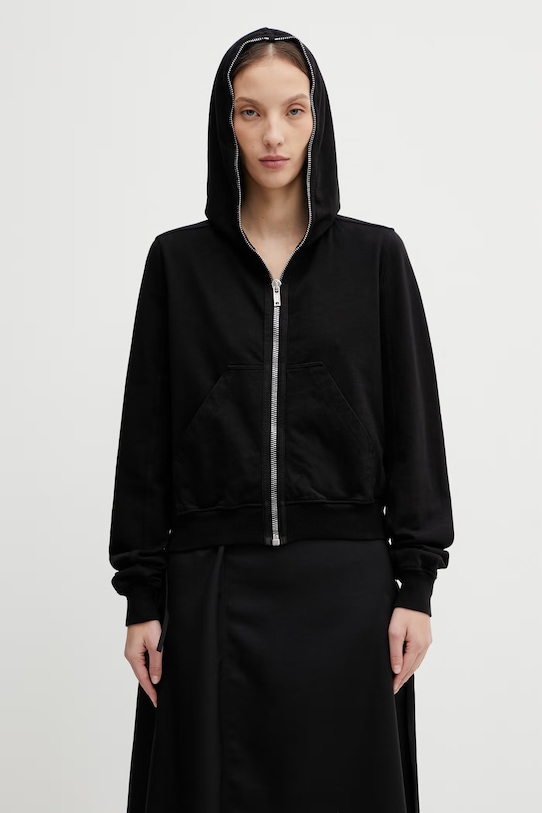 Rick Owens DRKSHDW bluza bawełniana Small Gimp z kapturem czarny DS01F4246.RIG