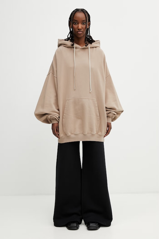 Rick Owens DRKSHDW Hun felpa con cappuccio in cotone da donna DS01F4232.FP beige