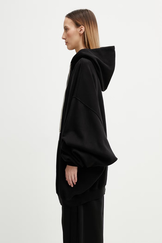 Rick Owens DRKSHDW Hun bluza z kapturem bawełniana damska DS01F4232.FP czarny SS26
