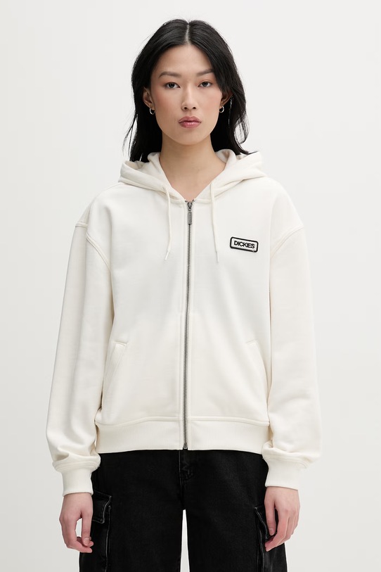 Dickies mikina na zips s kapucňou dámska s bavlnou béžová DK0A88BTC481