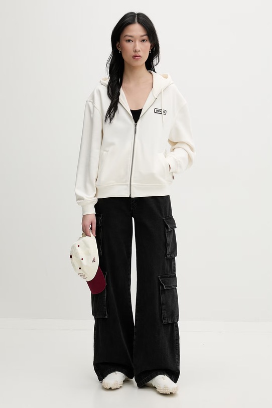 Dickies mikina na zips s kapucňou dámska s bavlnou DK0A88BTC481 béžová SS26