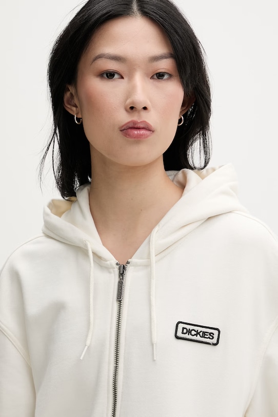 Dickies mikina na zips s kapucňou dámska s bavlnou béžová DK0A88BTC481