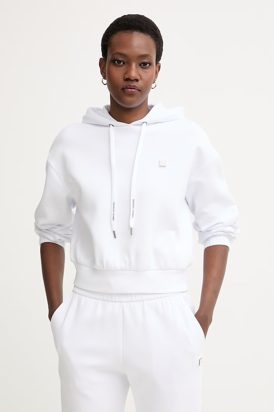Armani Exchange dukserica sa kapuljačom za žene od pamuka bijela XW002217.AF10818