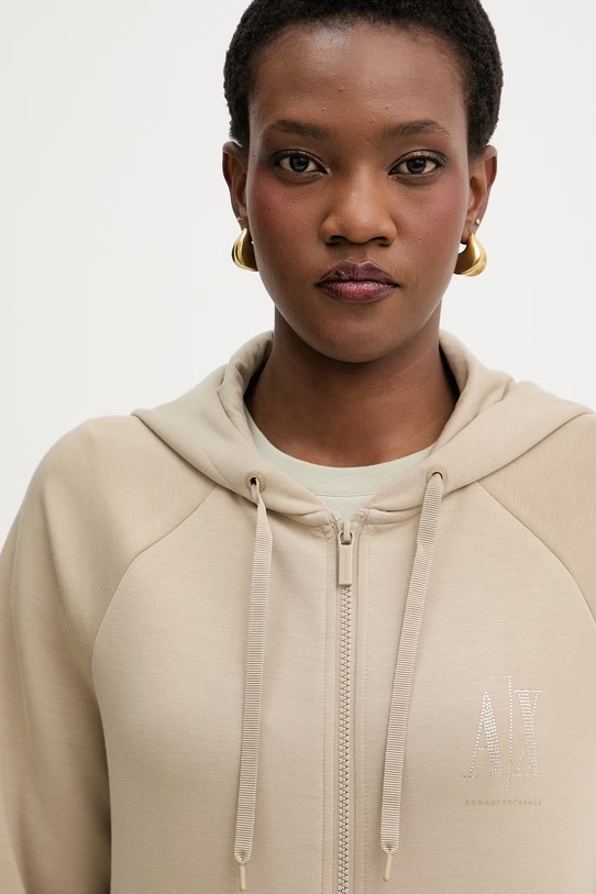 Armani Exchange dukserica za žene z viskozom bež XW002814.AF13397