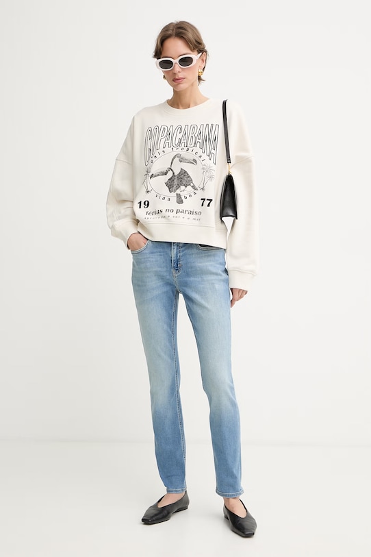 BOSS Orange mikina dámská bavlněná C Ever 4 50565140 béžová SS26