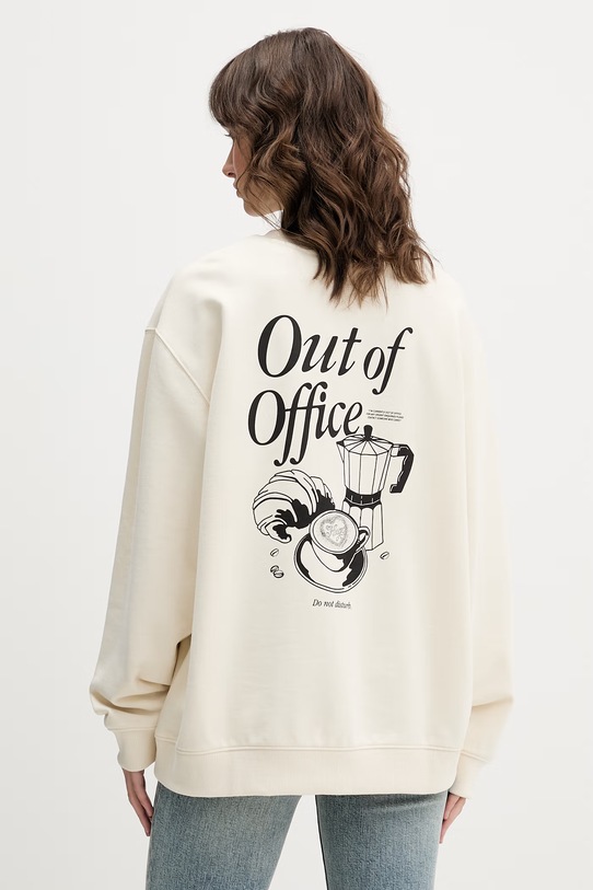 HUGO Blue bluza oversize damska bawełniana Classic Crew_B_3 beżowy 50560782