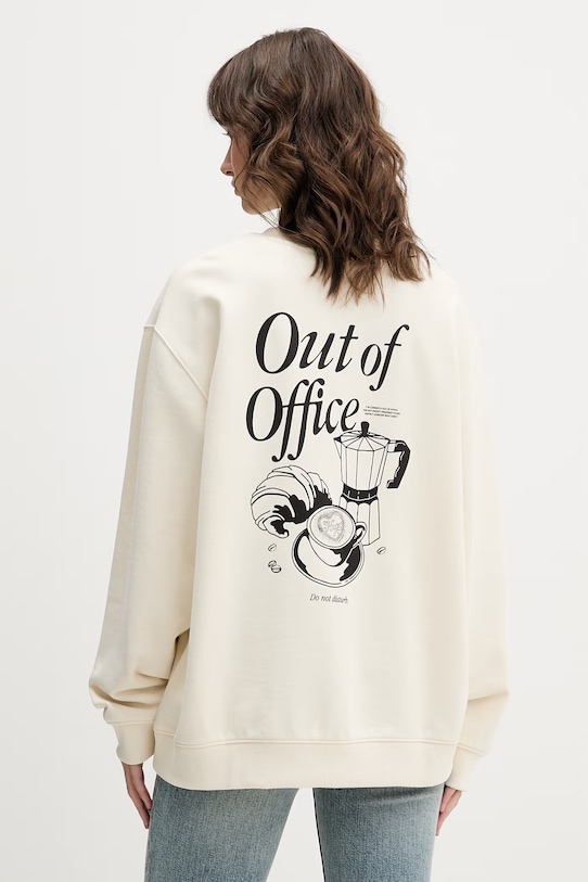 HUGO Blue bluza oversize damska bawełniana Classic Crew_B_3 beżowy 50560782