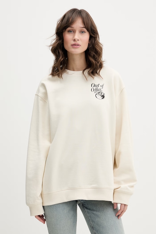 Odzież HUGO Blue bluza oversize damska bawełniana Classic Crew_B_3 50560782 beżowy