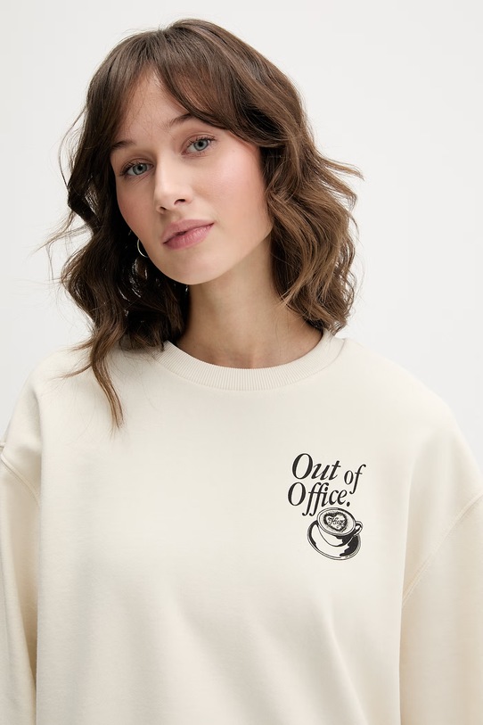 HUGO Blue bluza oversize damska bawełniana Classic Crew_B_3 beżowy 50560782