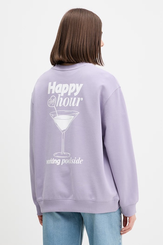 HUGO Blue bluza oversize damska bawełniana Classic Crew_B_3 fioletowy 50560782