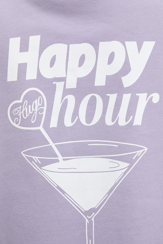 HUGO Blue bluza oversize damska bawełniana Classic Crew_B_3 50560782 fioletowy