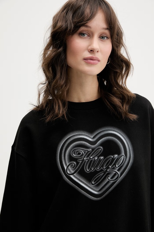 HUGO Blue oversize mikina dámska bavlnená Classic Crew_B_3 čierna 50560782