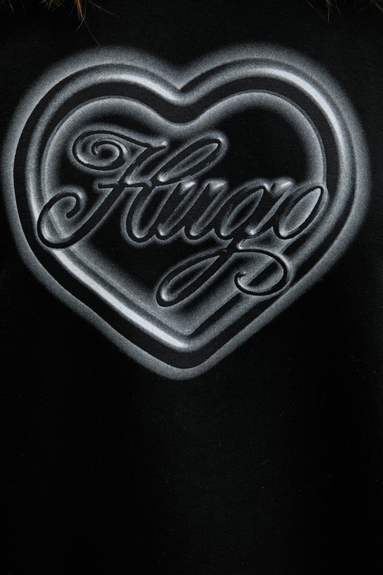 HUGO Blue oversize mikina dámska bavlnená Classic Crew_B_3 50560782 čierna