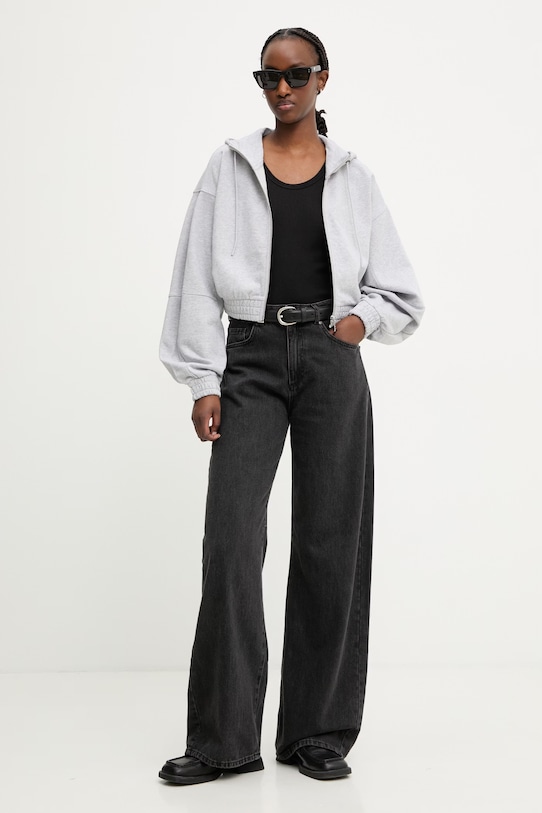 HUGO Blue μπλούζα με κουκούλα και κουμπιά Γυναικεία βαμβακερή Dolpie_B 50563749 γκρί SS26