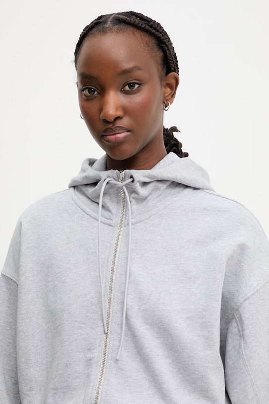 HUGO Blue μπλούζα με κουκούλα και κουμπιά Γυναικεία βαμβακερή Dolpie_B γκρί 50563749