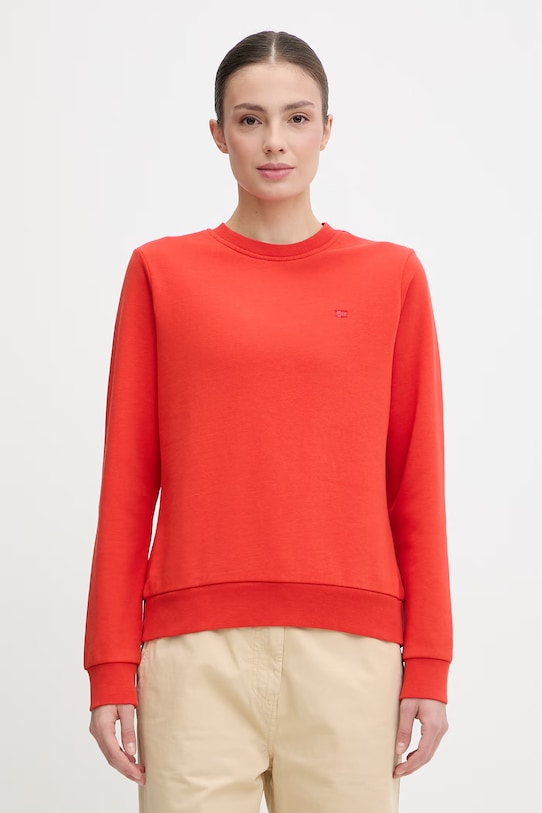 Napapijri bluza bawełniana AURORA bawełna czerwony NP0A4FH5RAU1