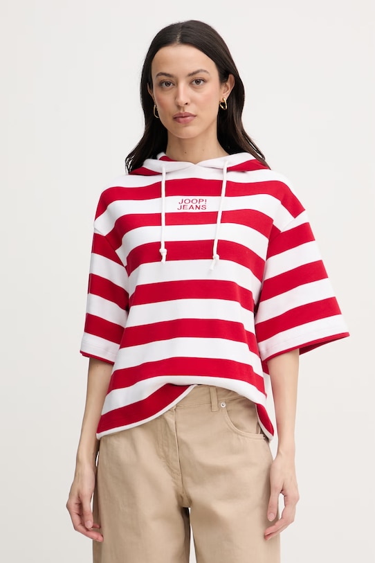 Joop! bluza z kapturem damska bawełniana czerwony 30101860
