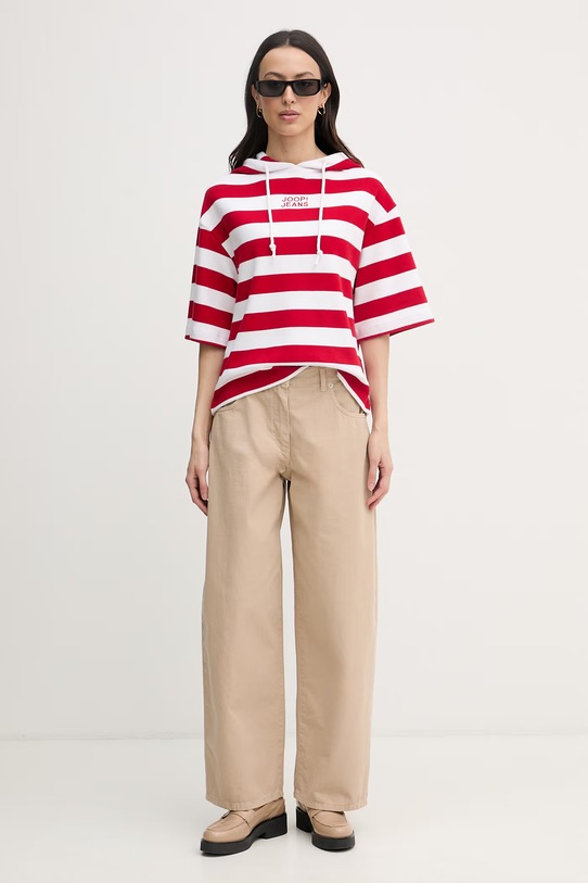 Joop! bluza z kapturem damska bawełniana 30101860 czerwony SS26