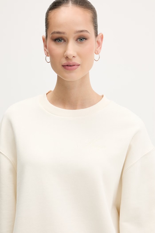 HUGO bluza oversize damska bawełniana Deroxina_9 beżowy 50561234