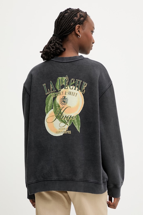 HUGO bluza damska bawełniana Classic crew_8 szary 50561270