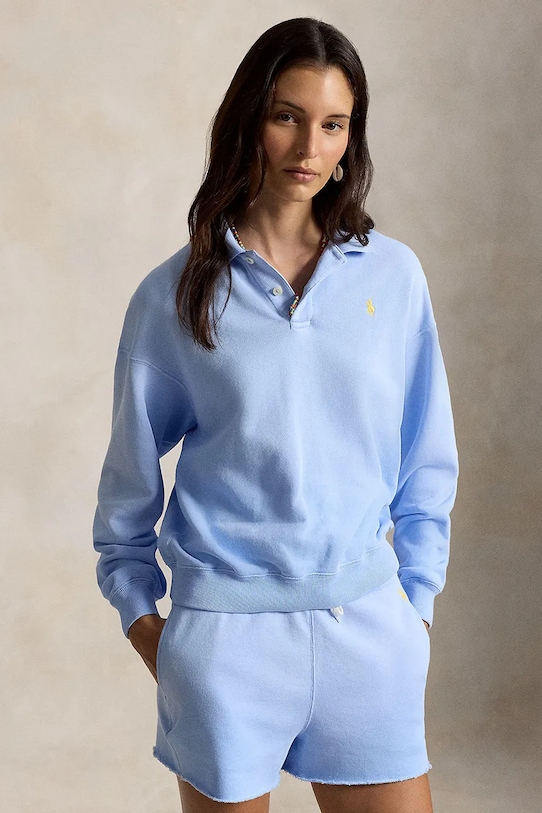 Polo Ralph Lauren bluza damska z bawełną ISLAND FLC-KNT-SWEATSHIRT niebieski 211965097500