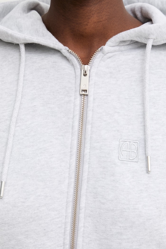 Anine Bing CASPER ZIP UP BING bluza rozpinana z kapturem bawełniana damska szary A.08.11999.GRM1