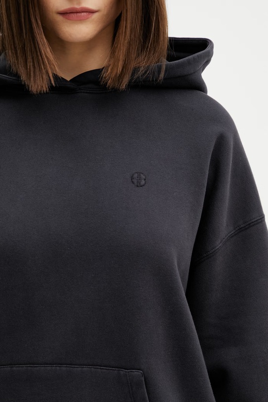 Anine Bing HARVEY SWEATSHIRT STENCIL - VINTAGE BLACK bluza z kapturem damska bawełniana czarny A.08.12095.VTG3