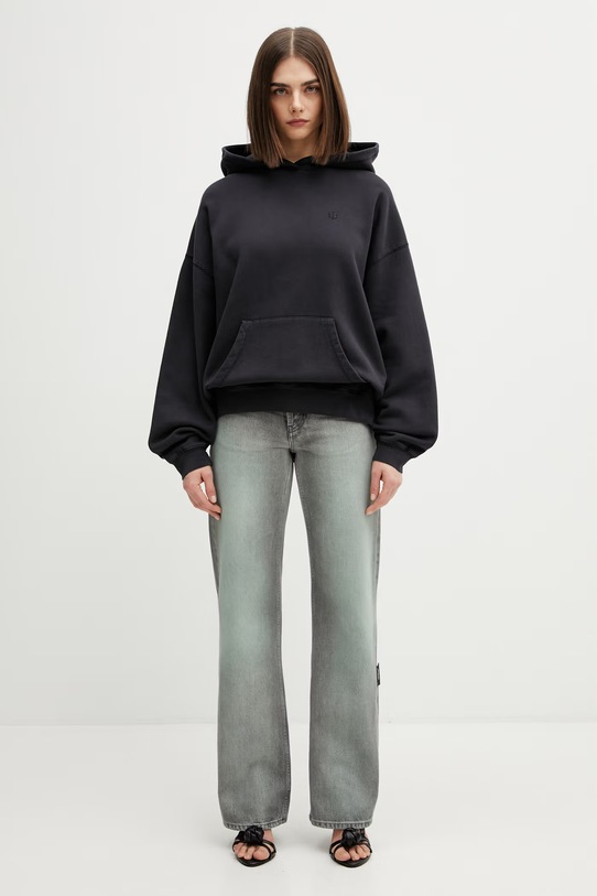 Anine Bing HARVEY SWEATSHIRT STENCIL - VINTAGE BLACK bluza z kapturem damska bawełniana A.08.12095.VTG3 czarny