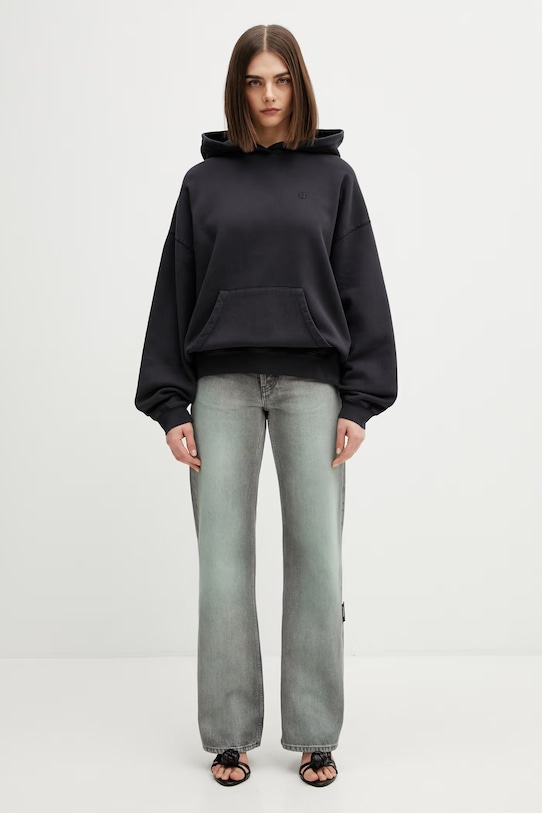 Anine Bing HARVEY SWEATSHIRT STENCIL - VINTAGE BLACK bluza z kapturem damska bawełniana A.08.12095.VTG3 czarny