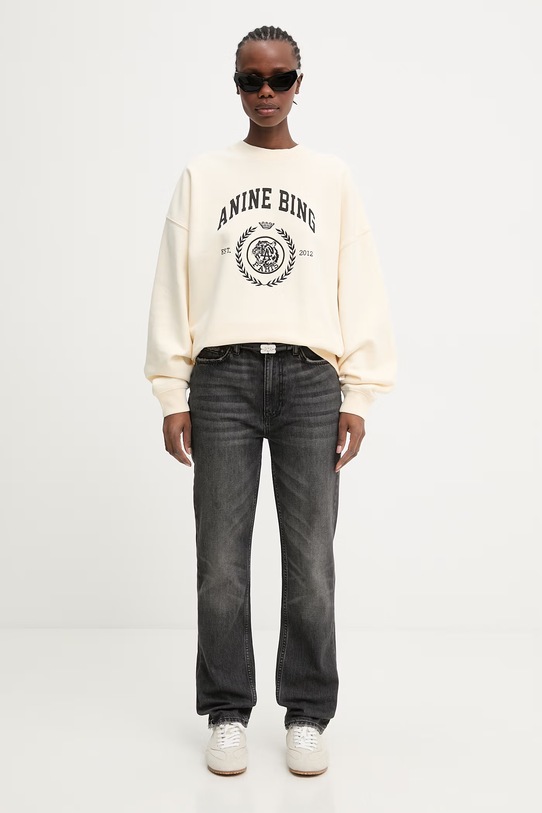 Anine Bing MILES SWEATSHIRT COLLEGIATE - CREAM bluza bawełniana damska A.08.12486.WKHA3 beżowy