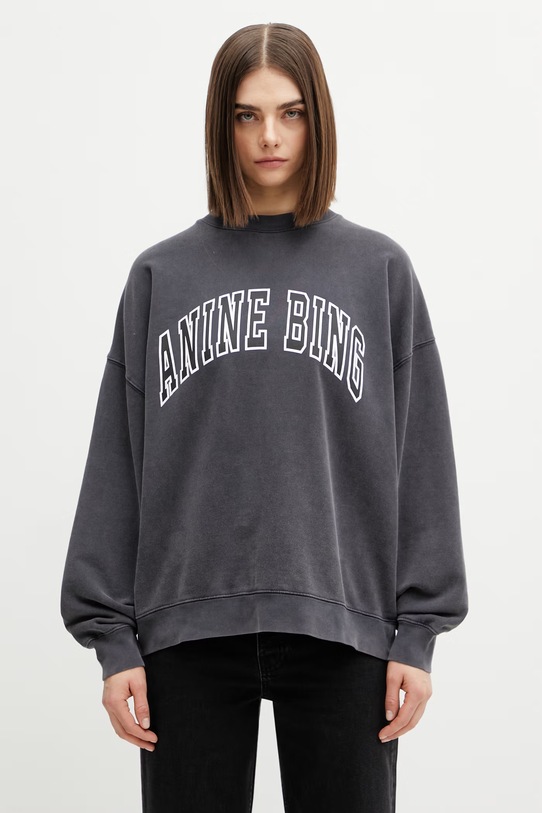 Anine Bing MILES SWEATSHIRT NEW CLASSIC - WASHED BLACK bluza bawełniana damska czarny A.08.12490.WBL1