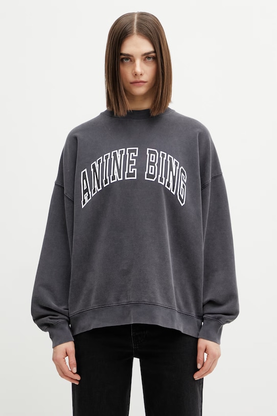 Anine Bing MILES SWEATSHIRT NEW CLASSIC - WASHED BLACK bluza bawełniana damska czarny A.08.12490.WBL1
