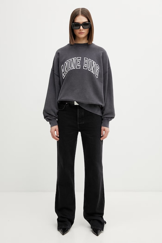 Anine Bing MILES SWEATSHIRT NEW CLASSIC - WASHED BLACK bluza bawełniana damska A.08.12490.WBL1 czarny