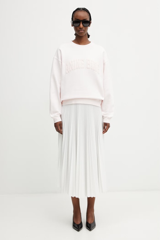 Anine Bing SPENCER SWEATSHIRT ANINE BING - POWDER PINK bluza z kapturem damska bawełniana A.08.12034.PKI1 różowy