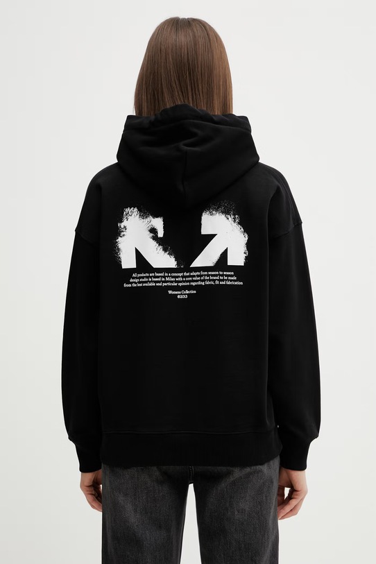 Off-White Half Arrow bluza z kapturem bawełniana damska czarny 2BB06DS26FLE001