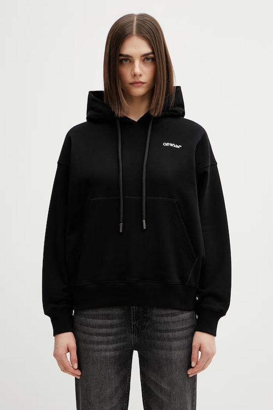 Odzież Off-White Half Arrow bluza z kapturem bawełniana damska 2BB06DS26FLE001 czarny