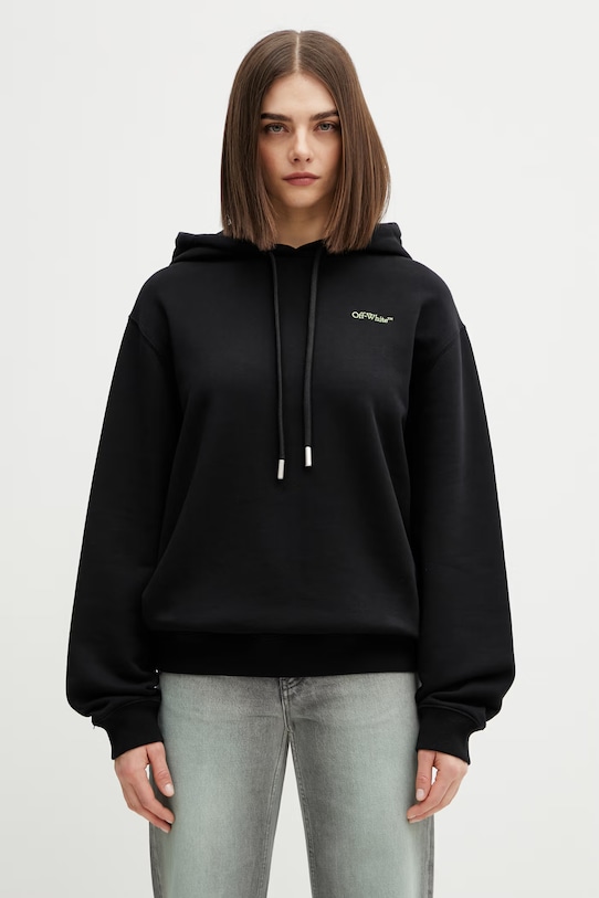 Odzież Off-White Arrow Leaves bluza z kapturem z bawełną damska 2BB035S26FLE003 czarny