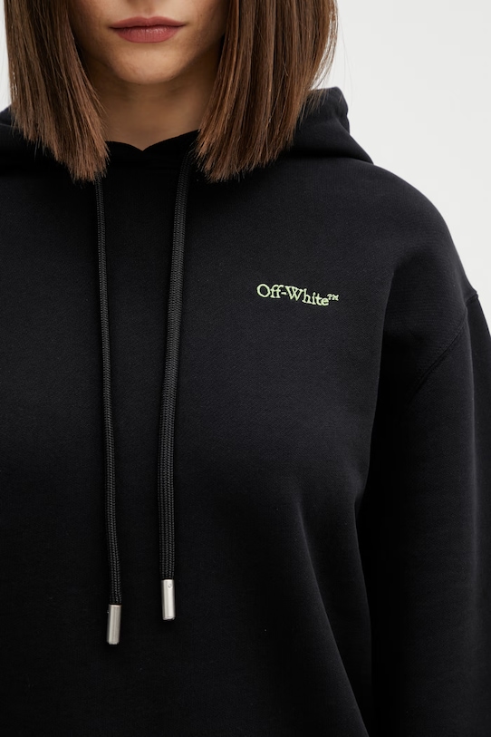 Off-White Arrow Leaves bluza z kapturem z bawełną damska czarny 2BB035S26FLE003
