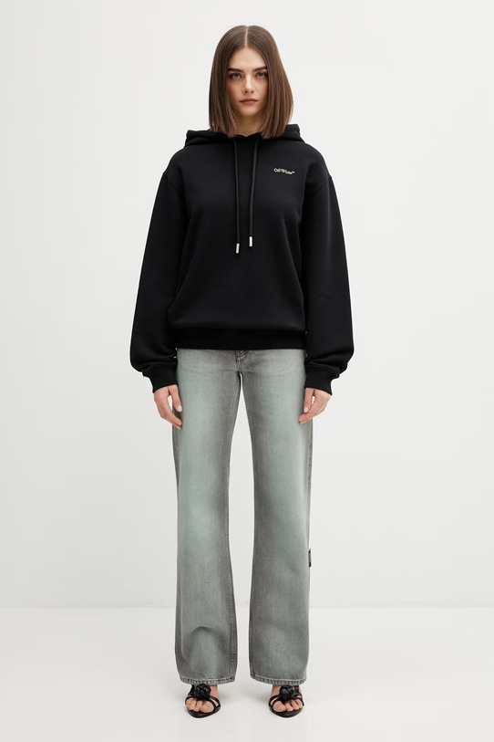 Off-White Arrow Leaves bluza z kapturem z bawełną damska 2BB035S26FLE003 czarny