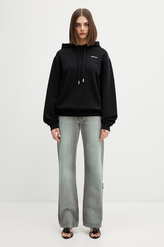 Off-White Arrow Leaves bluza z kapturem z bawełną damska 2BB035S26FLE003 czarny