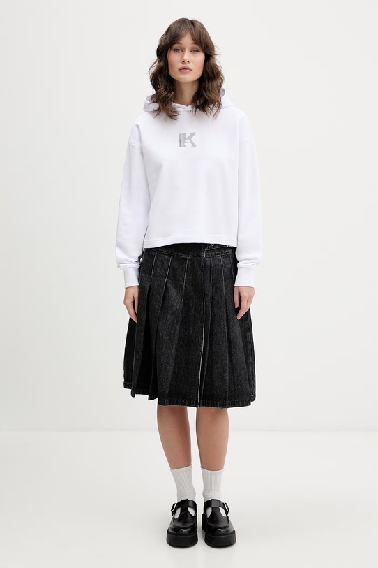 Karl Lagerfeld Jeans bluza z kapturem damska bawełniana B2W20037 biały SS26