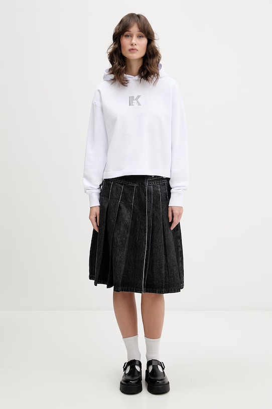 Karl Lagerfeld Jeans bluza z kapturem damska bawełniana B2W20037 biały SS26