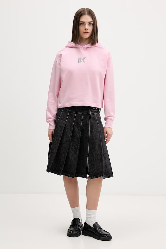 Karl Lagerfeld Jeans bluza z kapturem damska bawełniana B2W20037 różowy SS26