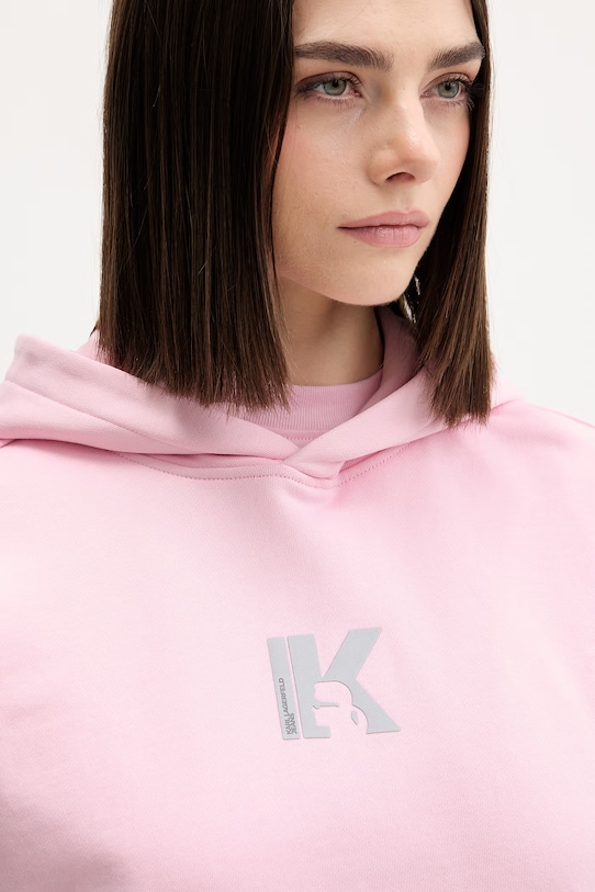 Karl Lagerfeld Jeans bluza z kapturem damska bawełniana różowy B2W20037