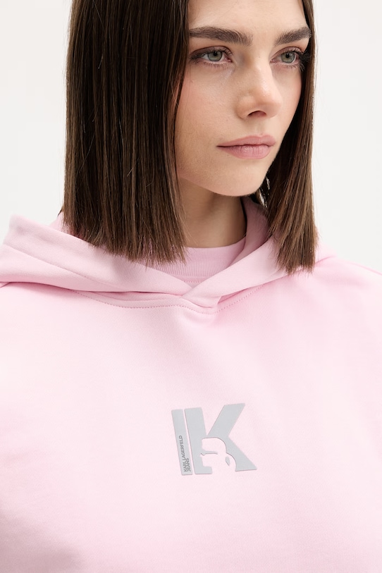 Karl Lagerfeld Jeans mikina s kapucí dámská bavlněná růžová B2W20037